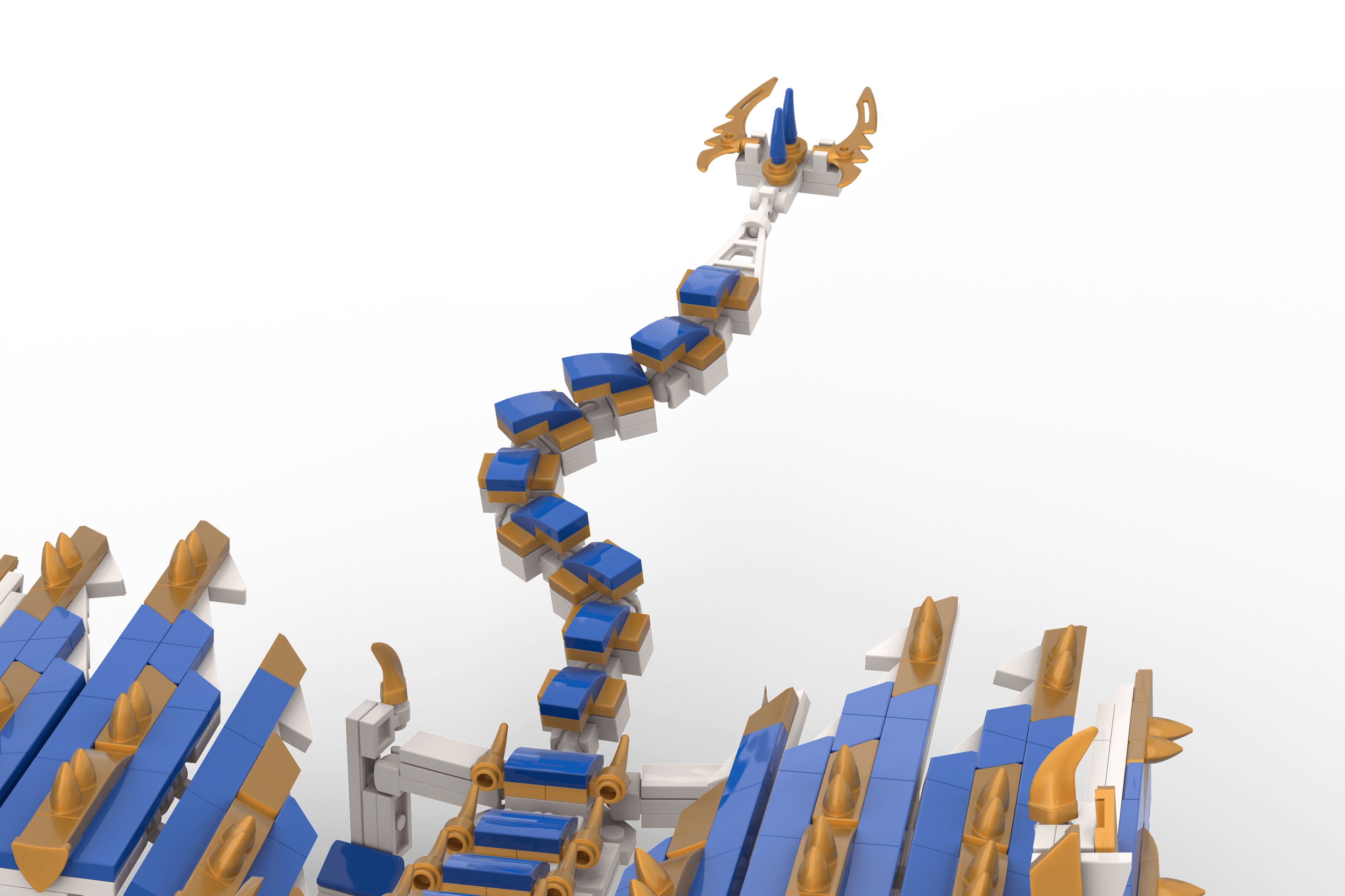 Segmented tail rising above the wings